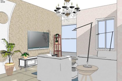 住宅室内，现代主义风格，装饰设计，两居室