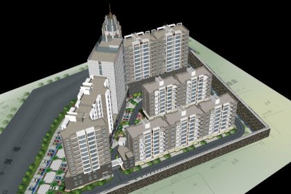 小区规划，现代主义风格，小高层多层住宅