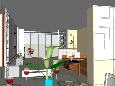 住宅室内，装饰设计，现代主义风格，两室两厅