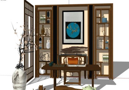 住宅室内，装饰设计，中式风格，茶室设计