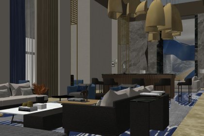 商业室内，装饰设计，酒店大堂设计，现代主义风格