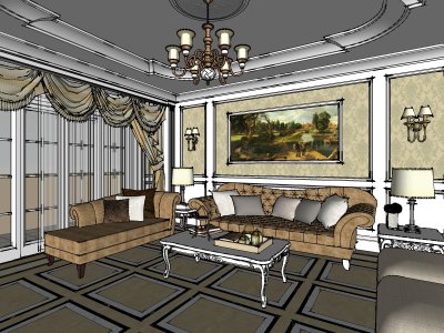 住宅室内，装饰设计，现代主义风格，欧式风格三室两厅