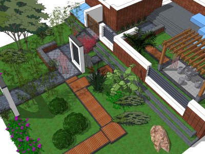 庭院景观，新中式风格