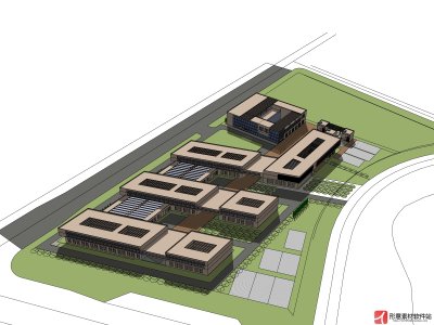 校园规划及建筑，现代主义风格，4层