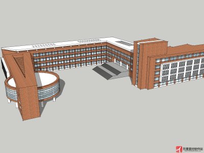 学校建筑，现代主义风格，4层