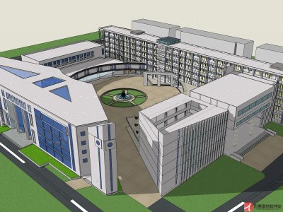 校园规划及建筑，现代主义风格，6层