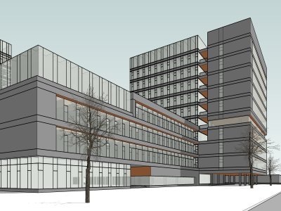 学校建筑，现代主义风格，10层