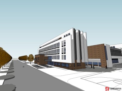 学校建筑，现代主义风格，5层
