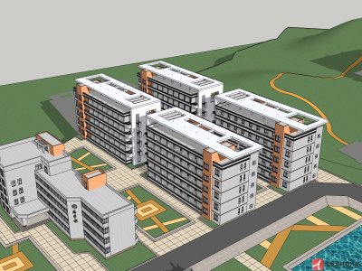学校建筑，现代主义风格，5层