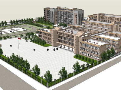 校园规划及建筑，现代主义风格，6层