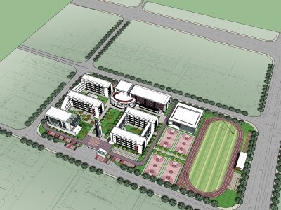 校园规划及建筑，西安代主义风格，3层