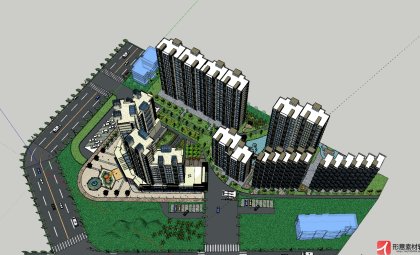 居住区规划建筑，现代主义风格，高层