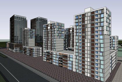 住宅建筑，现代主义风格，高层建筑，18层