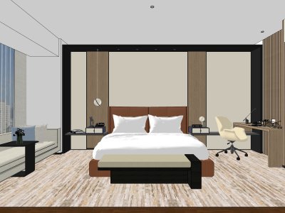 酒店设计，客房室内，现代主义风格