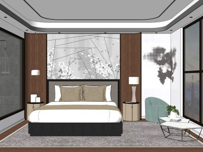 酒店客房，室内设计，新中式风格