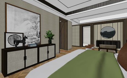商业酒店，新中式风格，室内装饰设计