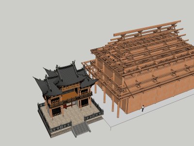 寺庙，中式风格，2层
