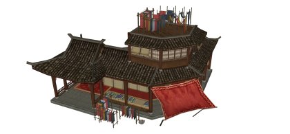 古建筑，中式风格，2层