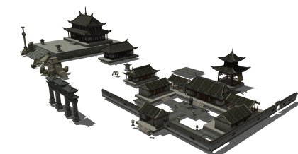 古建筑，中式风格，多层